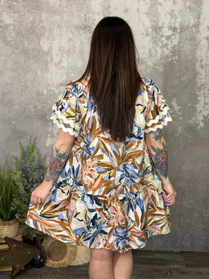 Rick Rack Floral Dress (Small - 3X)