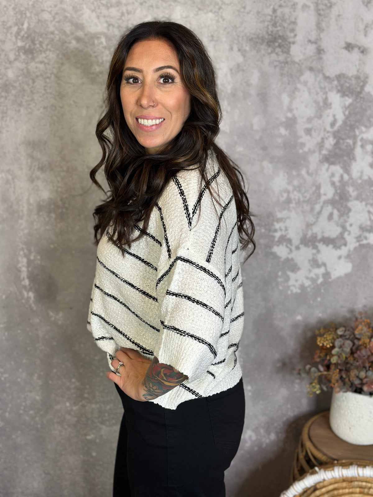 White Stripe Sweater (Small - 3X)