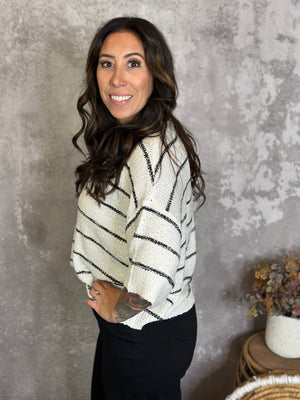 White Stripe Sweater (Small - 3X)