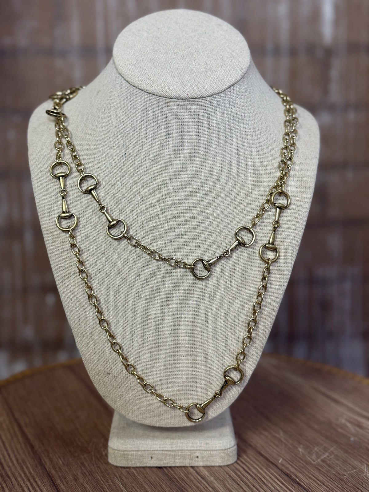 Double Chain Long Layering Bit Necklace - Gold