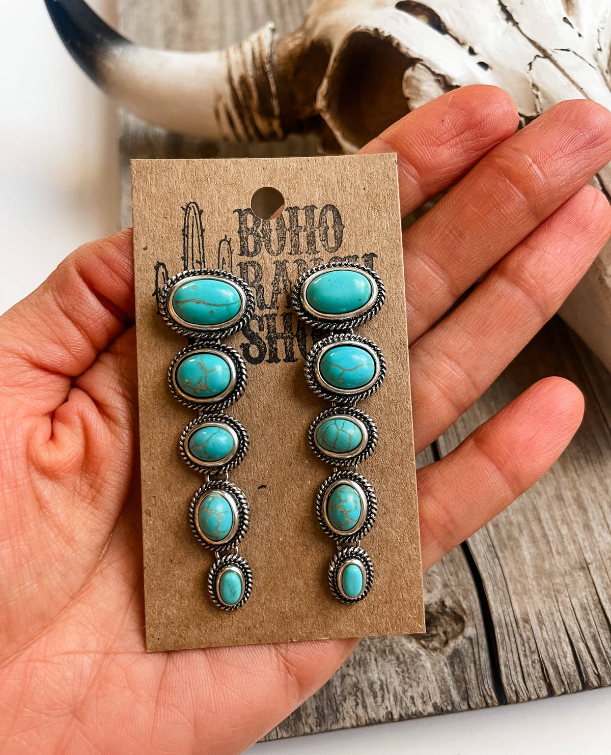 Western Dangle Turquoise Stud Earrings