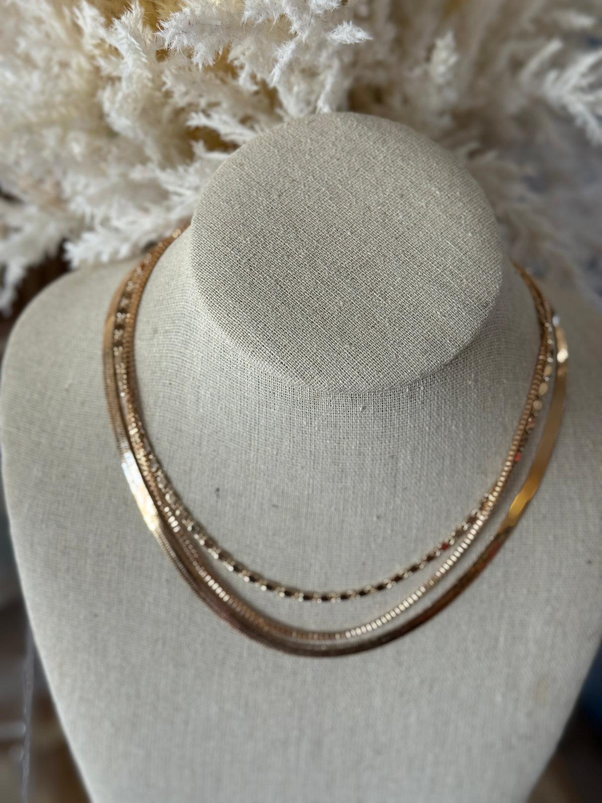 3 Strand Gold Layering Necklace