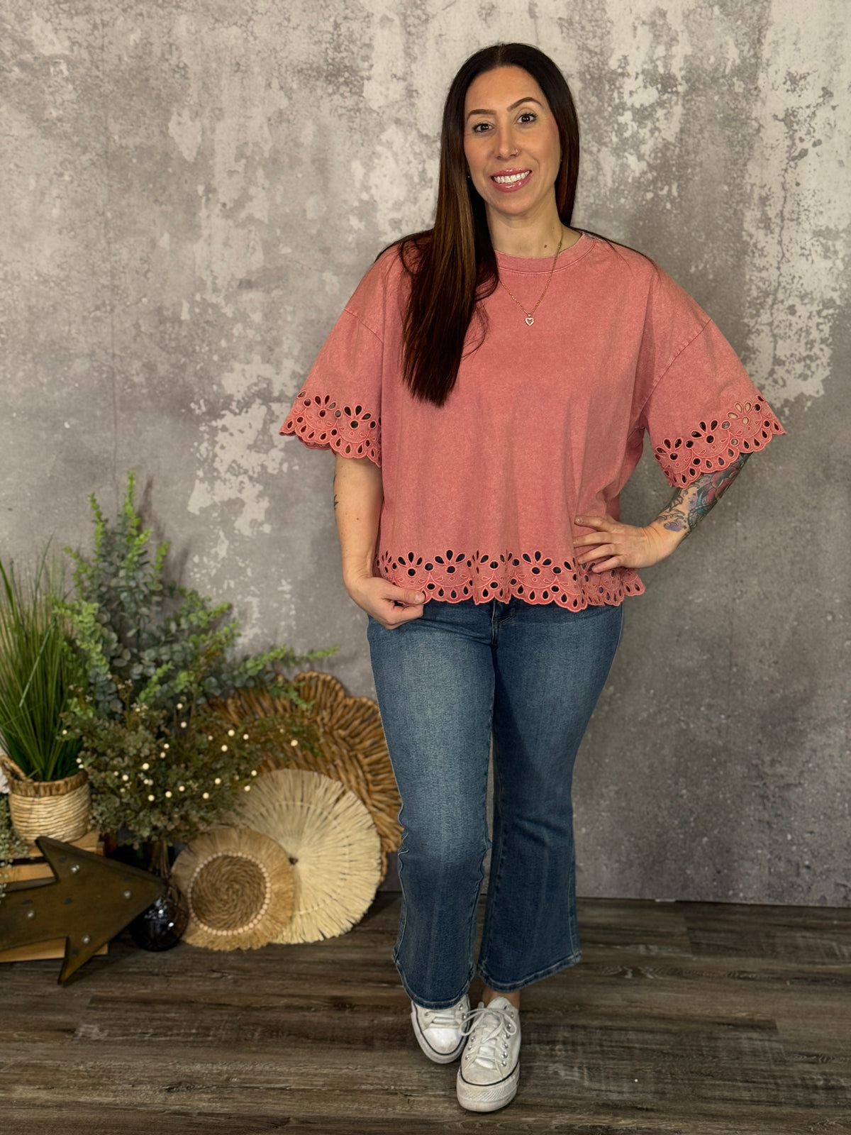 Laser Cut Mauve Tee