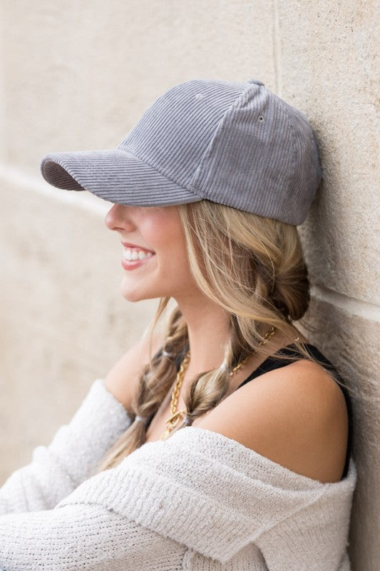Corduroy Ball Cap - Grey