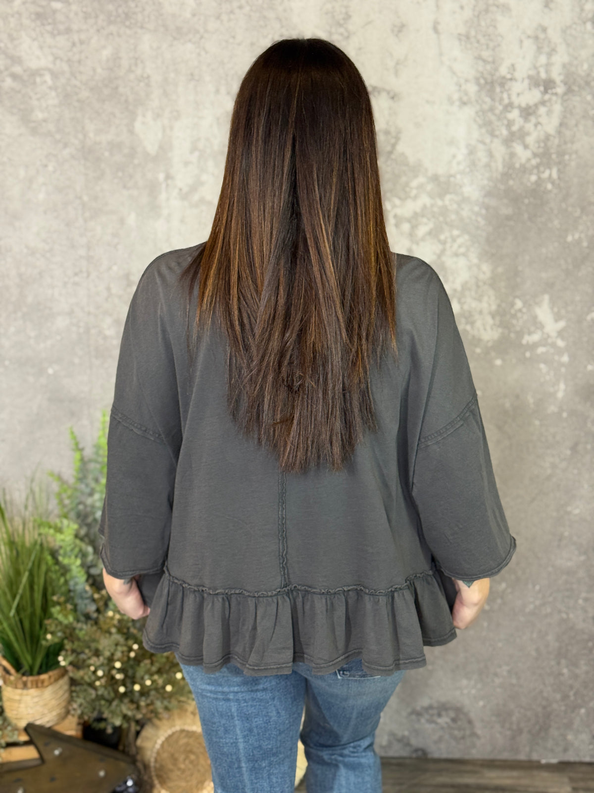 Black Ruffle Bottom Tee