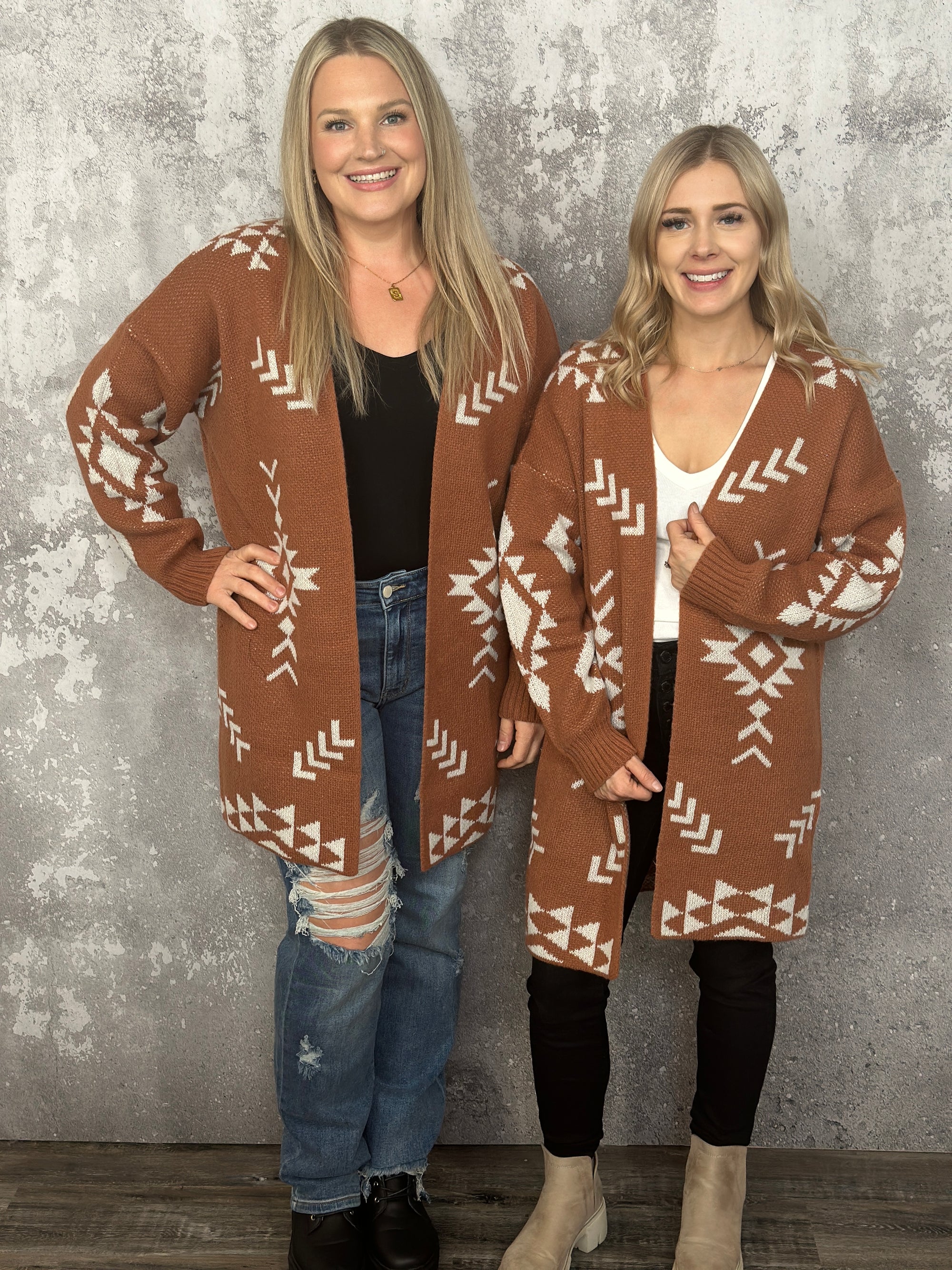 Aliza Aztec Cardigan - Rust *NEw Color (small - 3x)