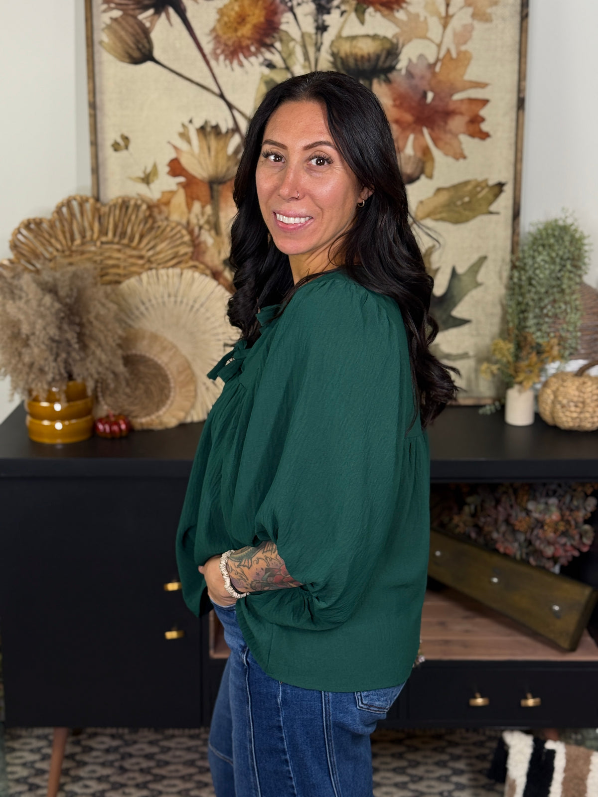 Airflow Front Tie Green Top