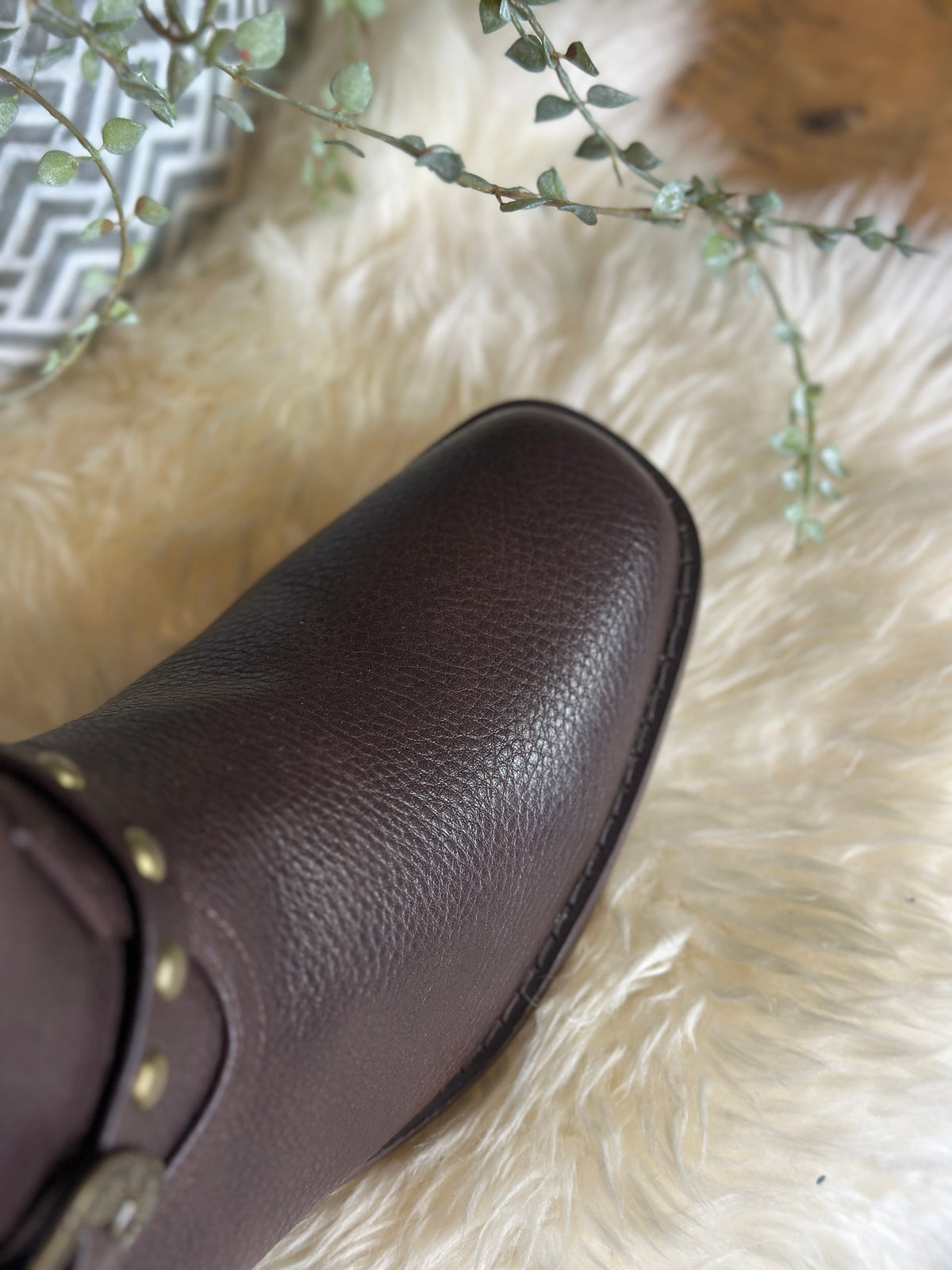 Brown Western Buckle Bootie