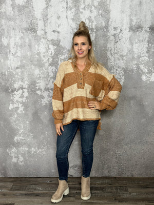 Caramel Apple Distressed Sweater