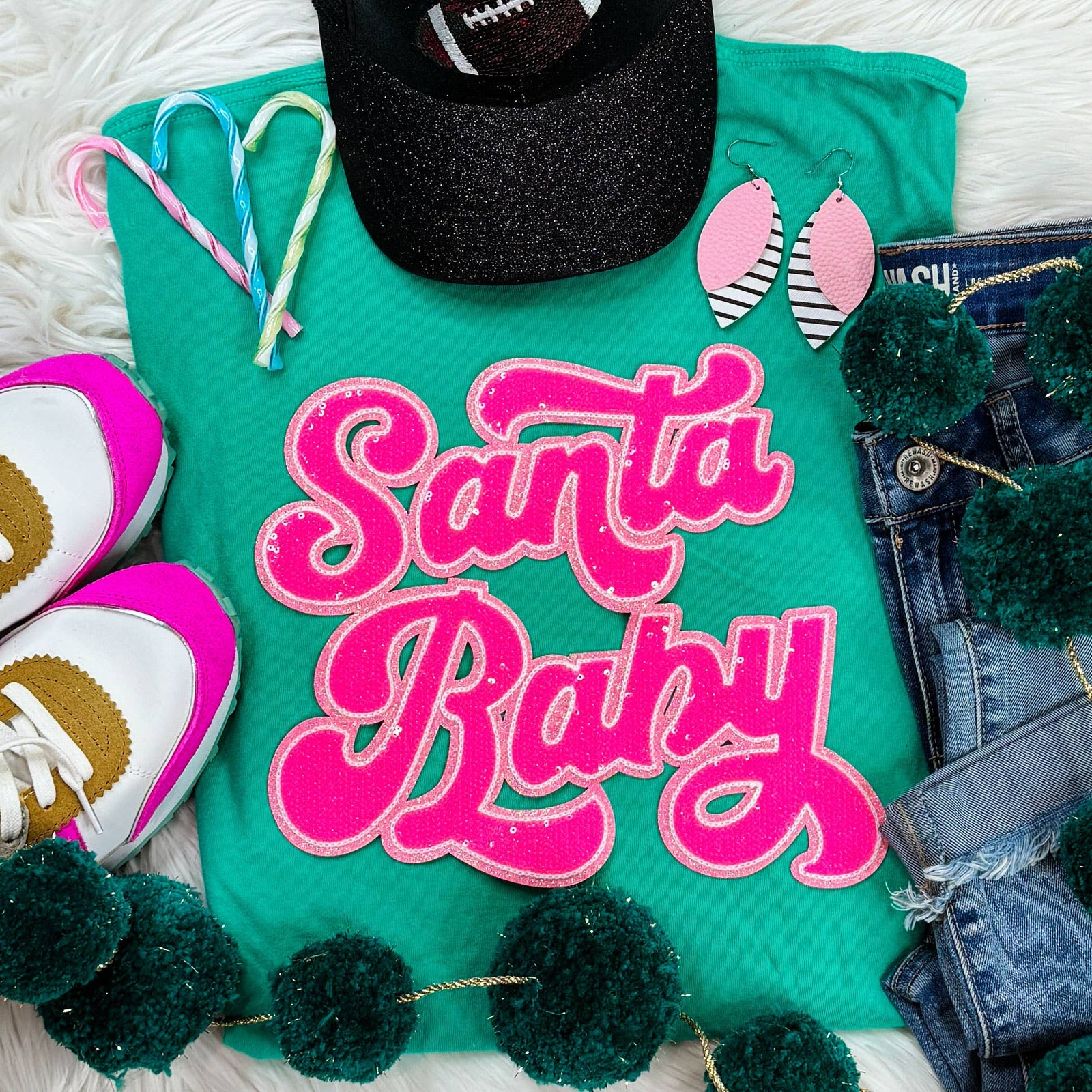 Santa Baby Sequin Patch Tee