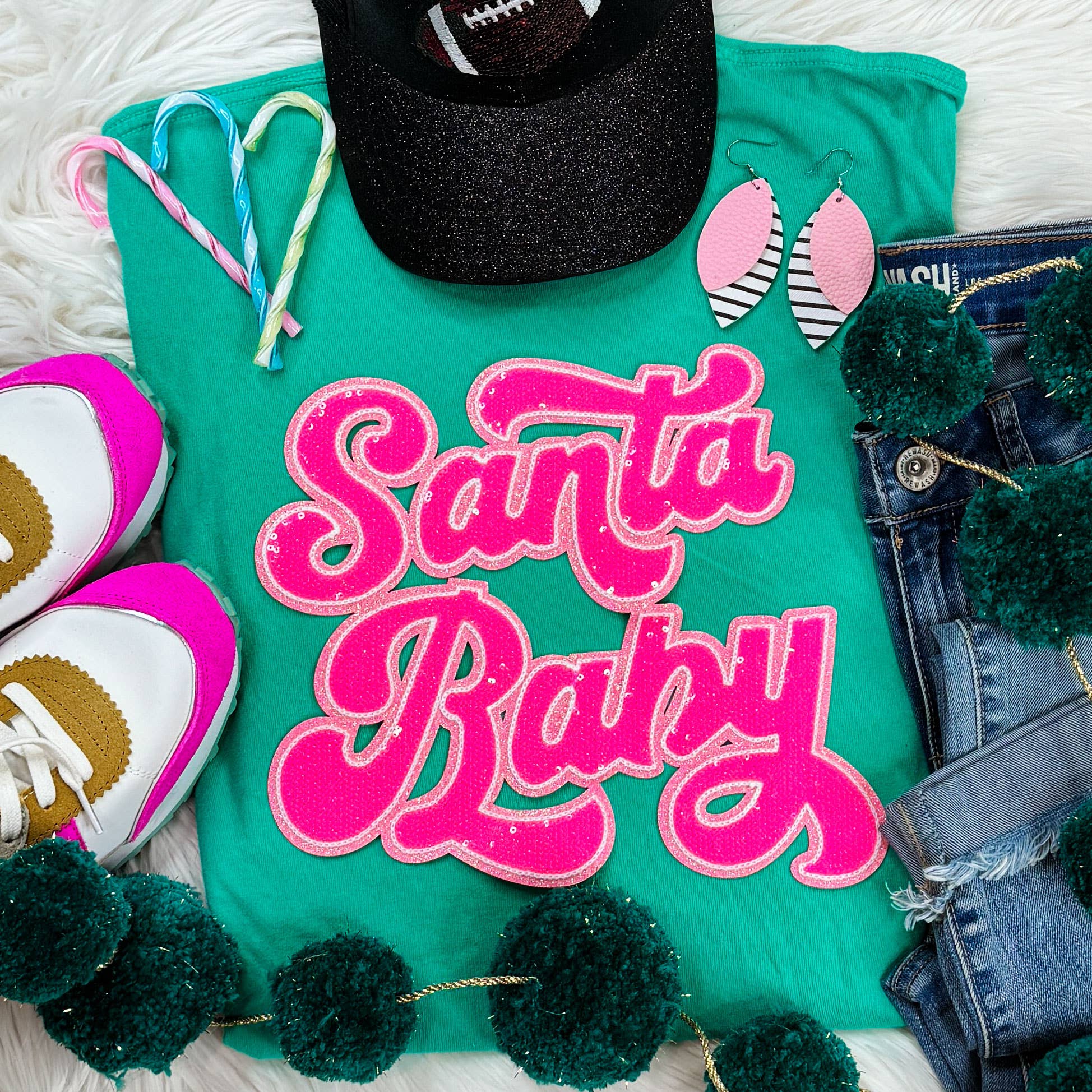 Santa Baby Sequin Patch Tee