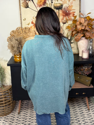 Teal Waffle Shacket