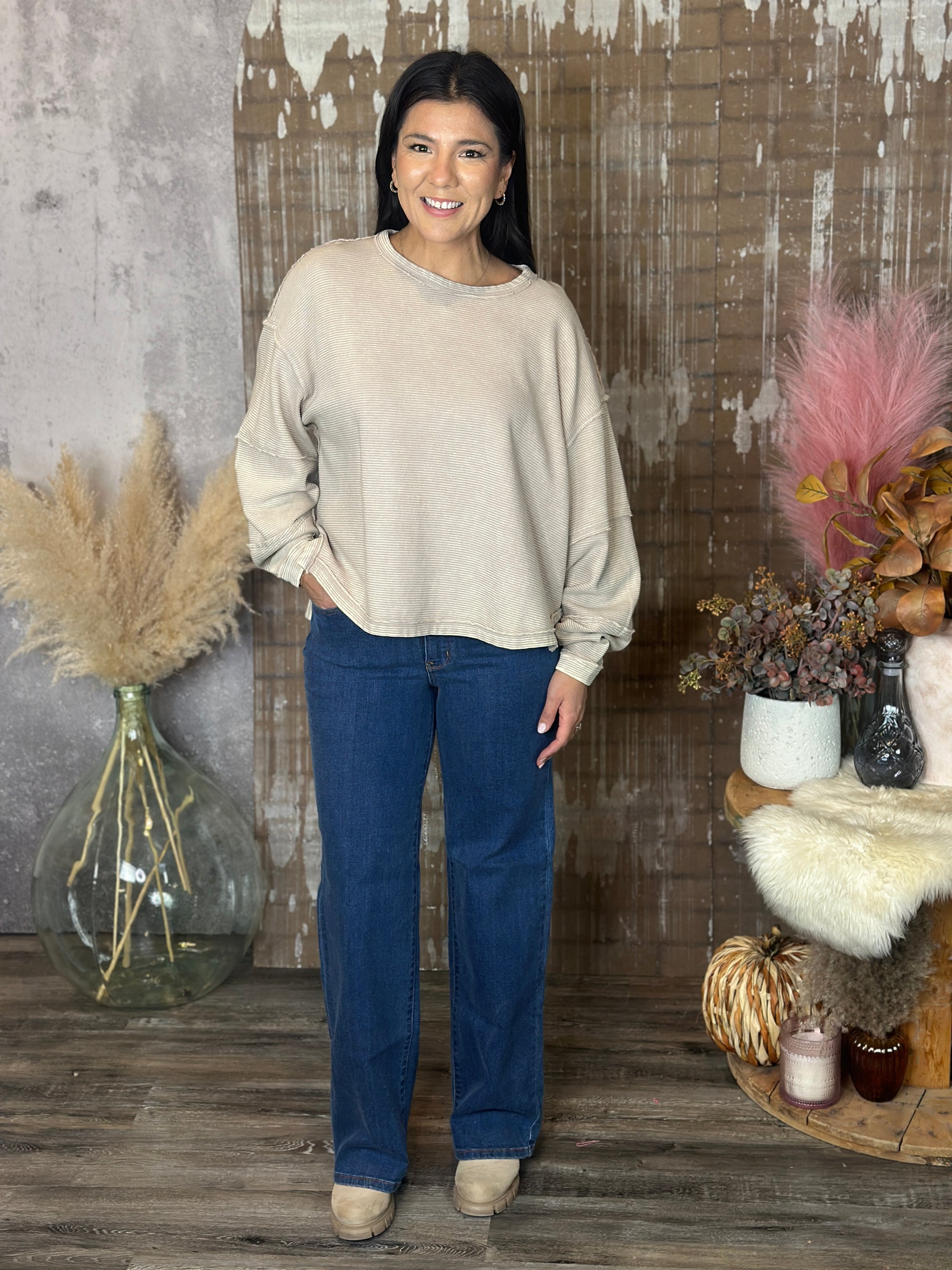 Ribbed Crewneck - Taupe