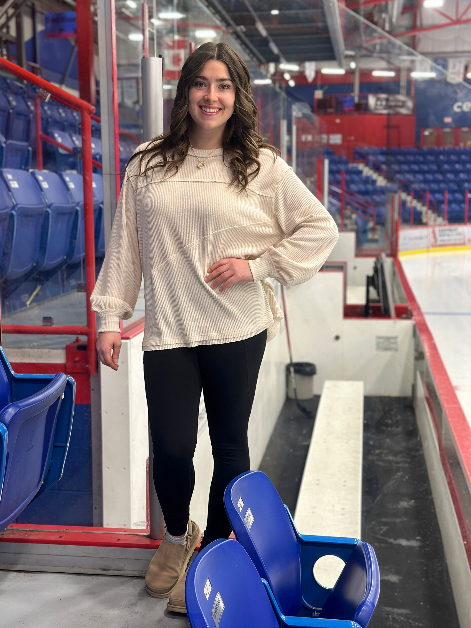 Ribbed Asymetrical Seam Long Sleeve Top - Ivory (Small - 3X) - FINAL SALE