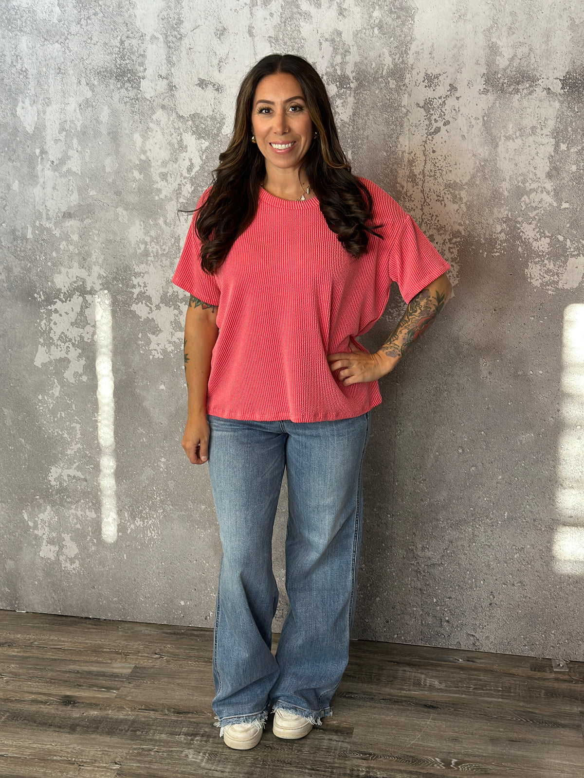 Shift Soft Ribbed Top - Coral