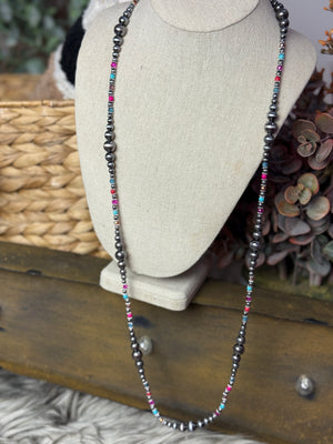 Faux Pearl and Multi Color Necklace