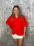 Short Sleeve Button Up 3/4 Sleeve Blouse - Orange/Red (Small - 3X)