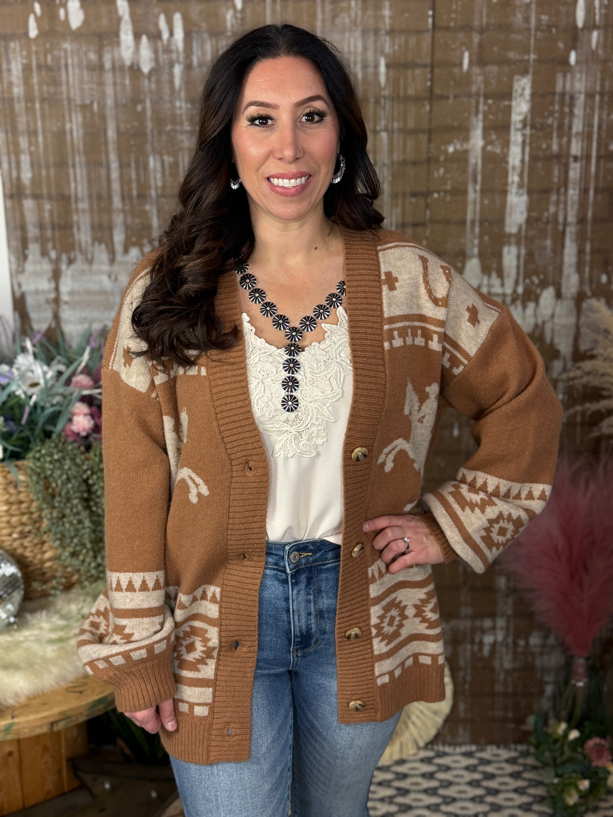 The Josie Button Up Western Cardigan - Camel FINAL SALE