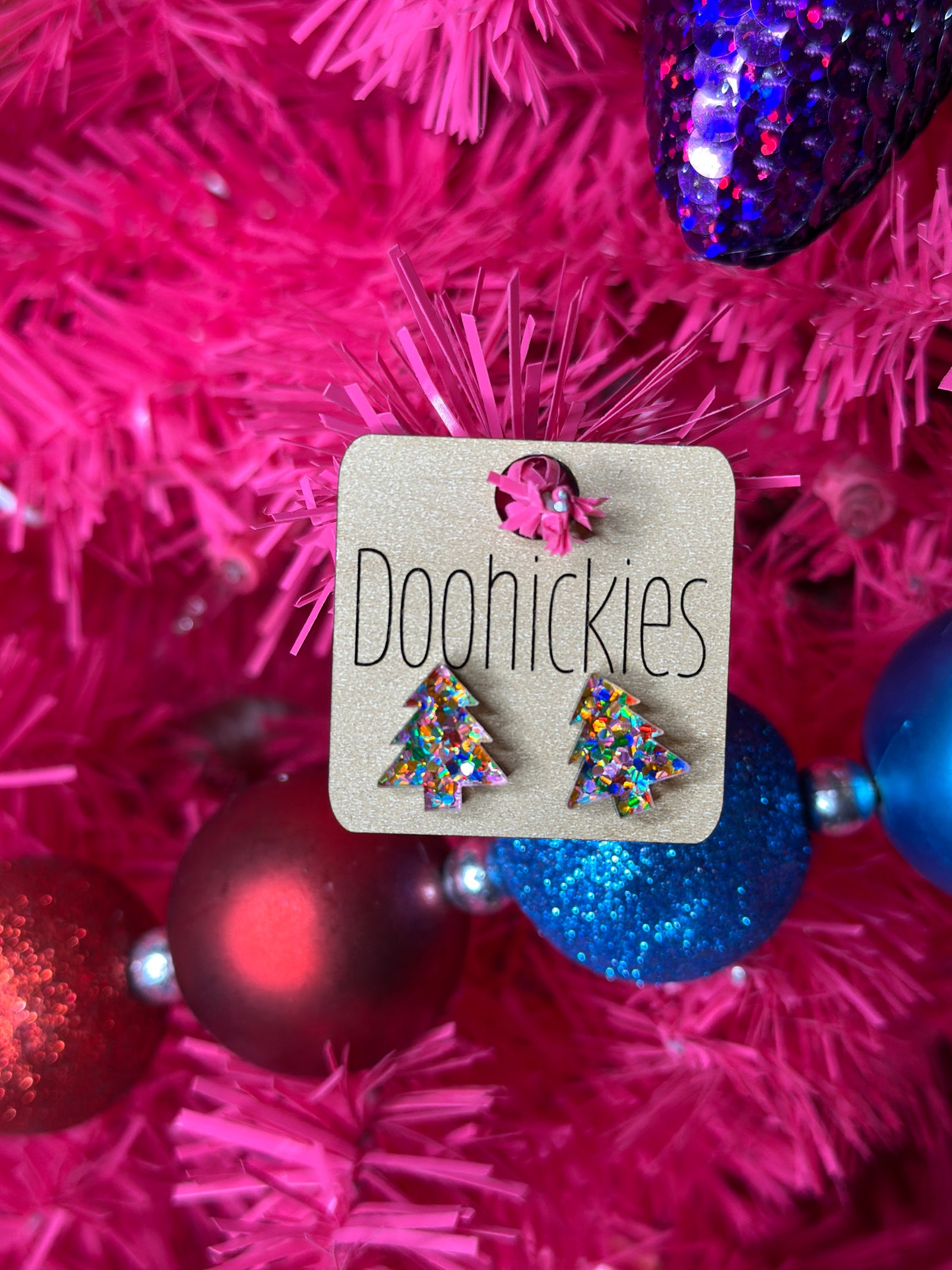 Multicolor Resin Tree Earring