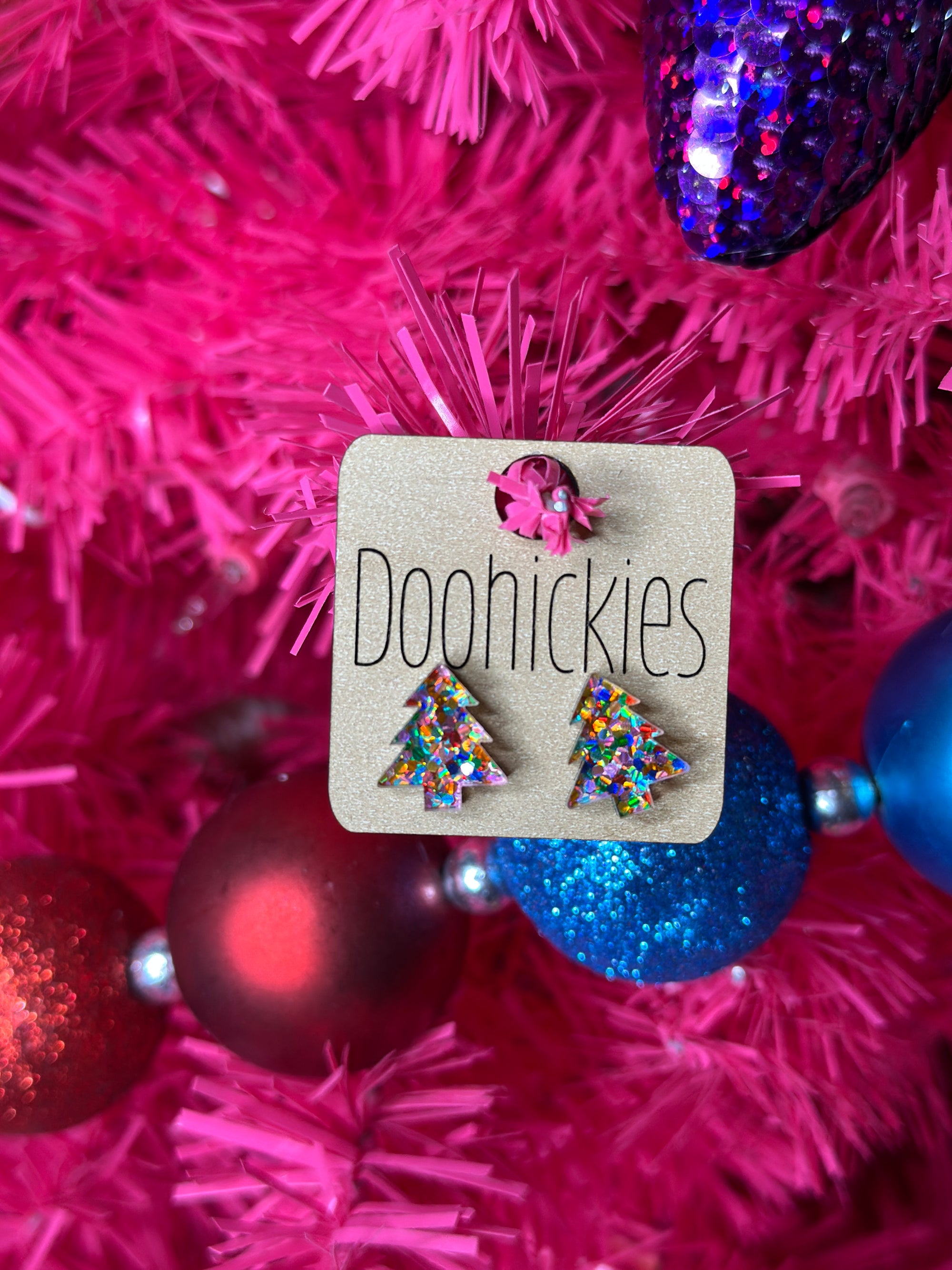 Multicolor Resin Tree Earring