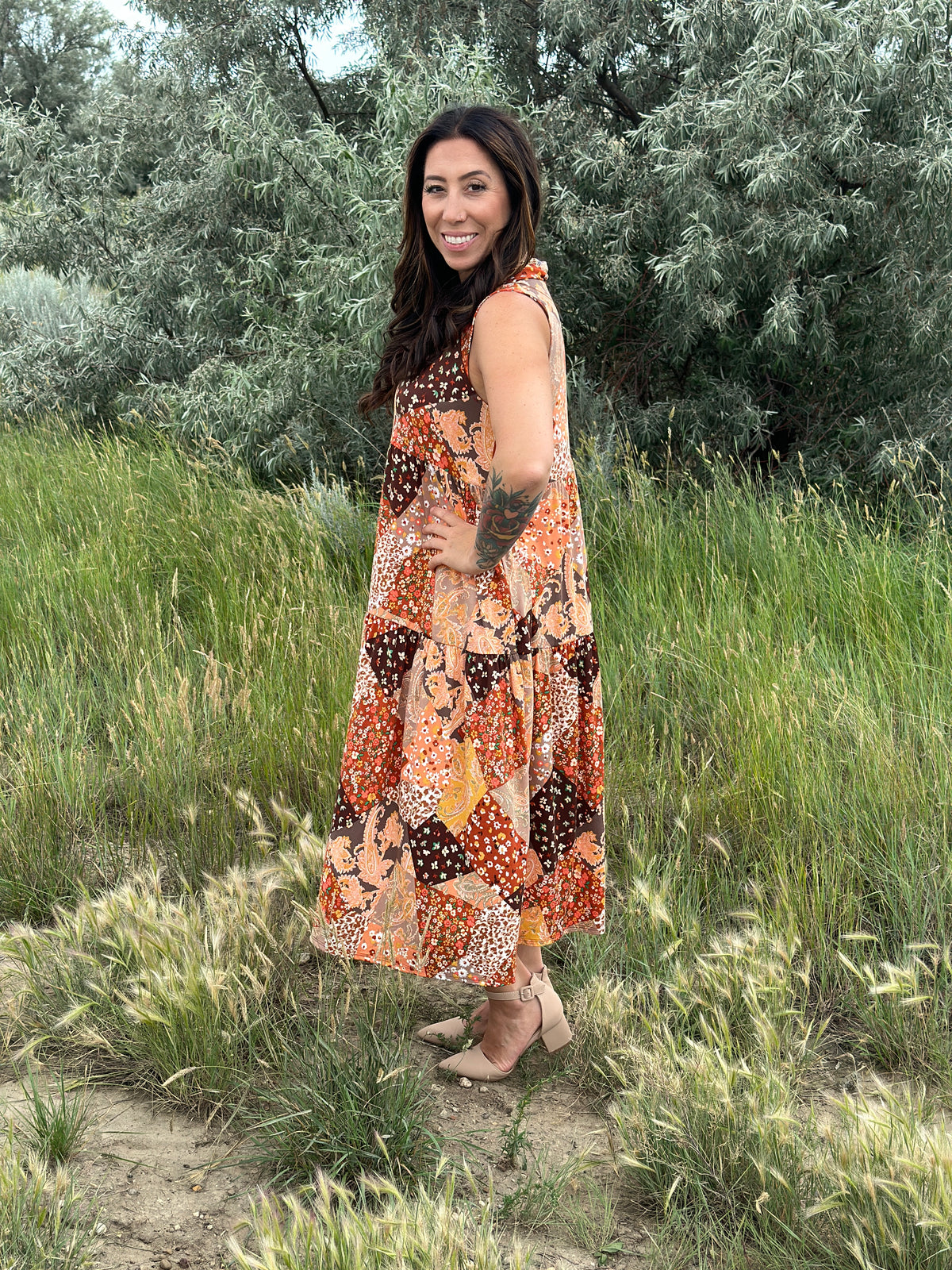 Buttery Soft Patchwork Collared Tank Dress (Small - 3X)