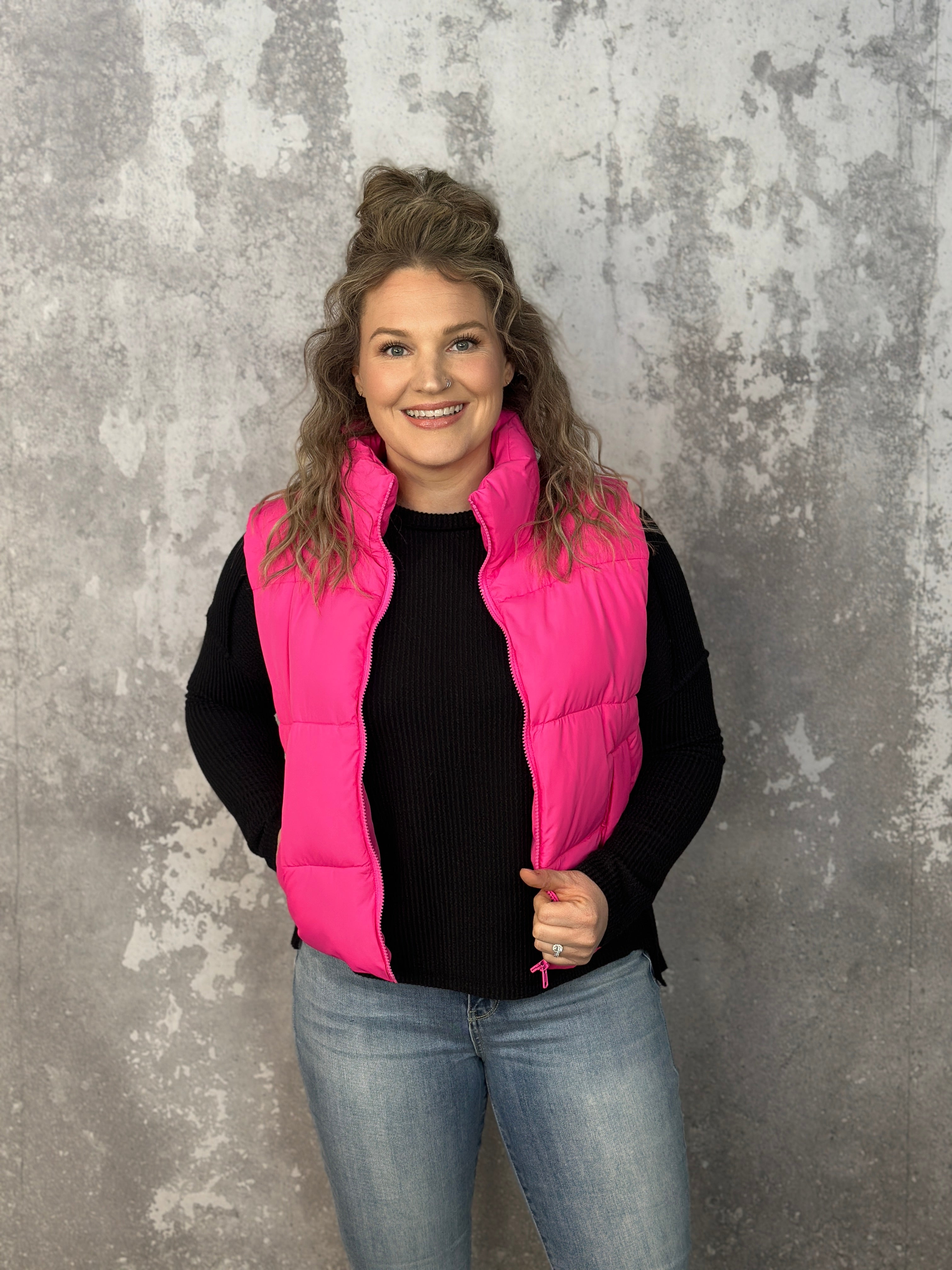 Pink on sale puffer vest
