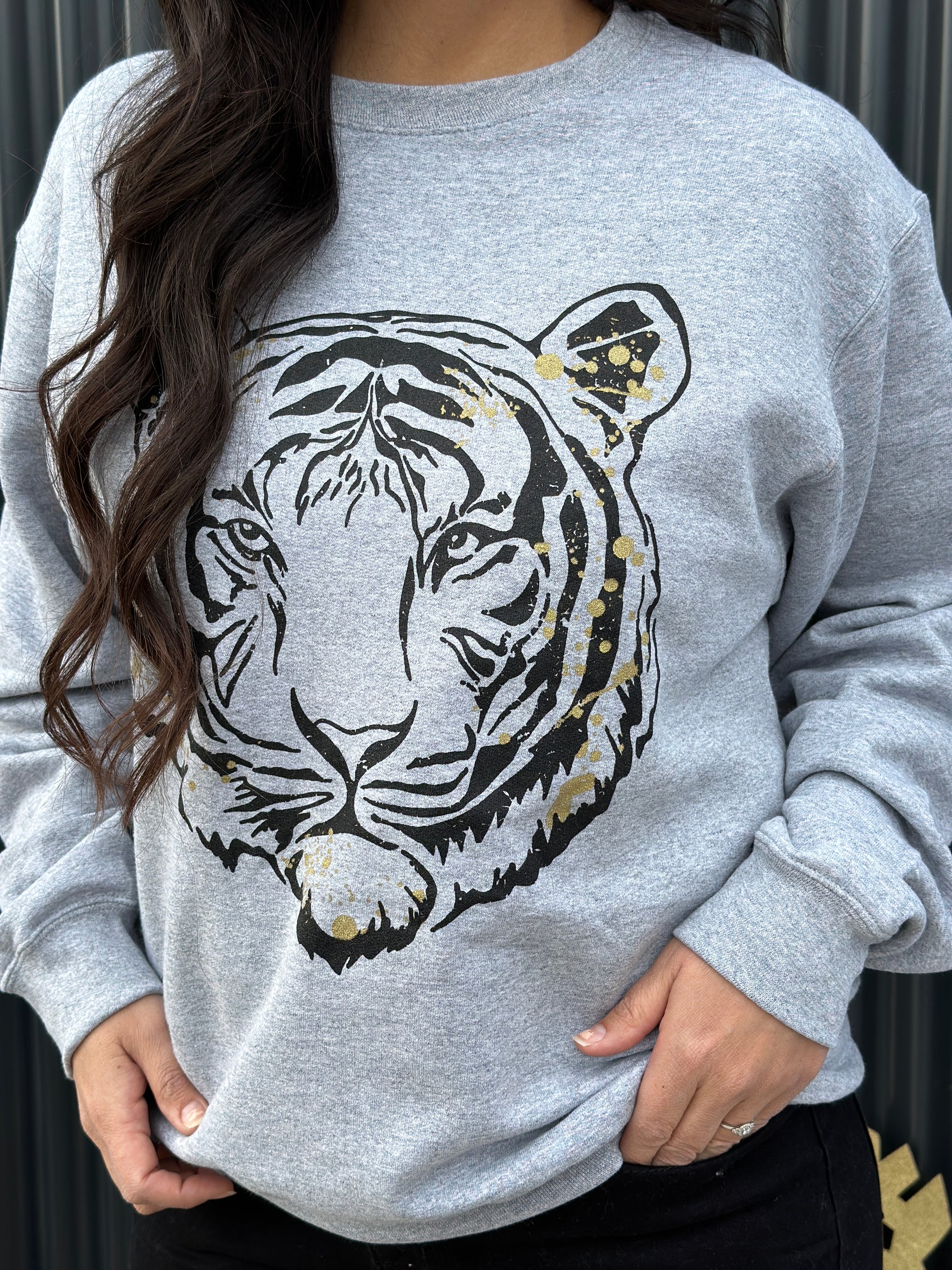 Tiger Metallic Splatter Sweatshirt (Small - 2X)