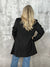 Leopard Lined Double Breasted Blazer - Black