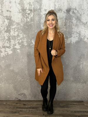Textured Camel Cardigan Jacket