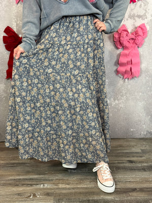 Dusty Blue Skirt  (Small - 3X)