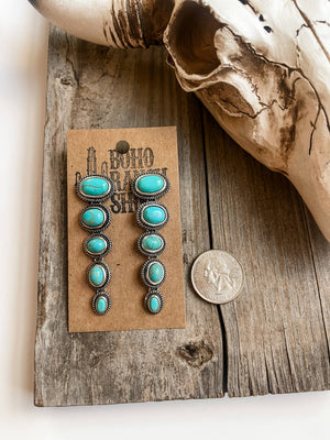 Western Dangle Turquoise Stud Earrings