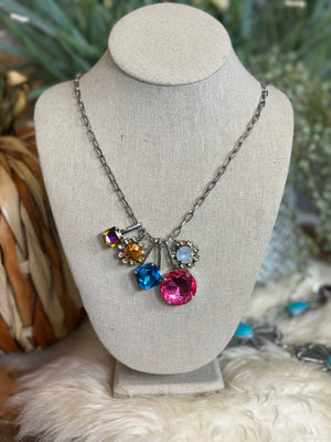 Multicolored Charm on Chain Necklace