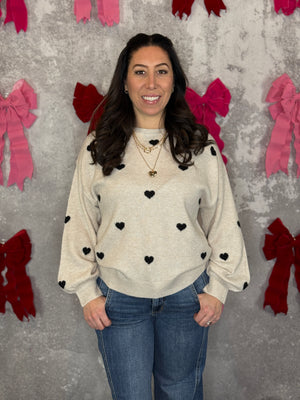 Heart Crewneck Sweater - Cream