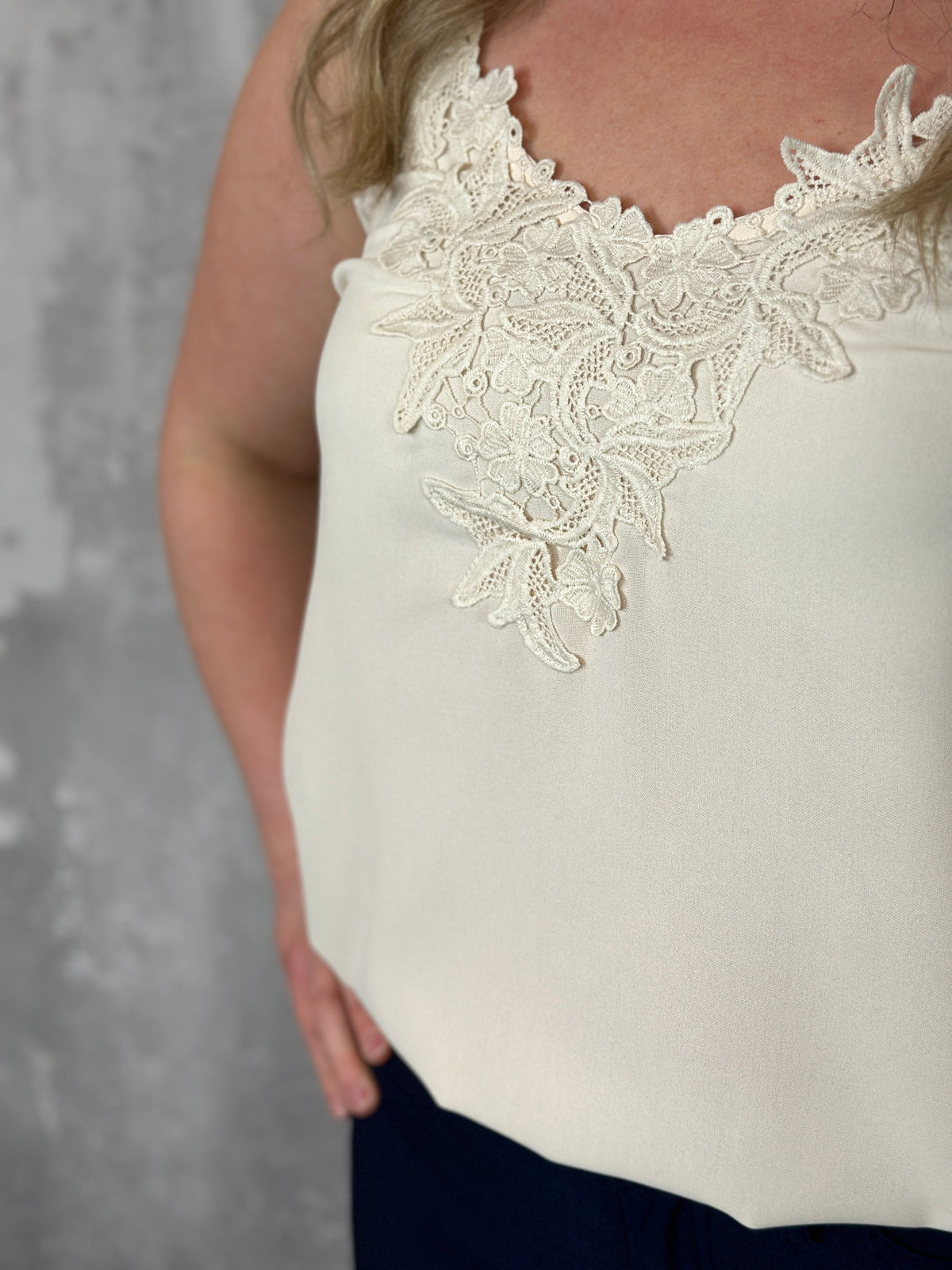 Linda Lace Tank -  Cream - (small - 3X) - FINAL SALE
