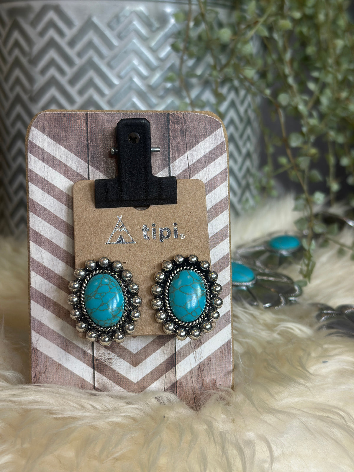 Oval Turquoise Stud Earrings