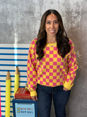 Pink/Yellow Checker Sweater