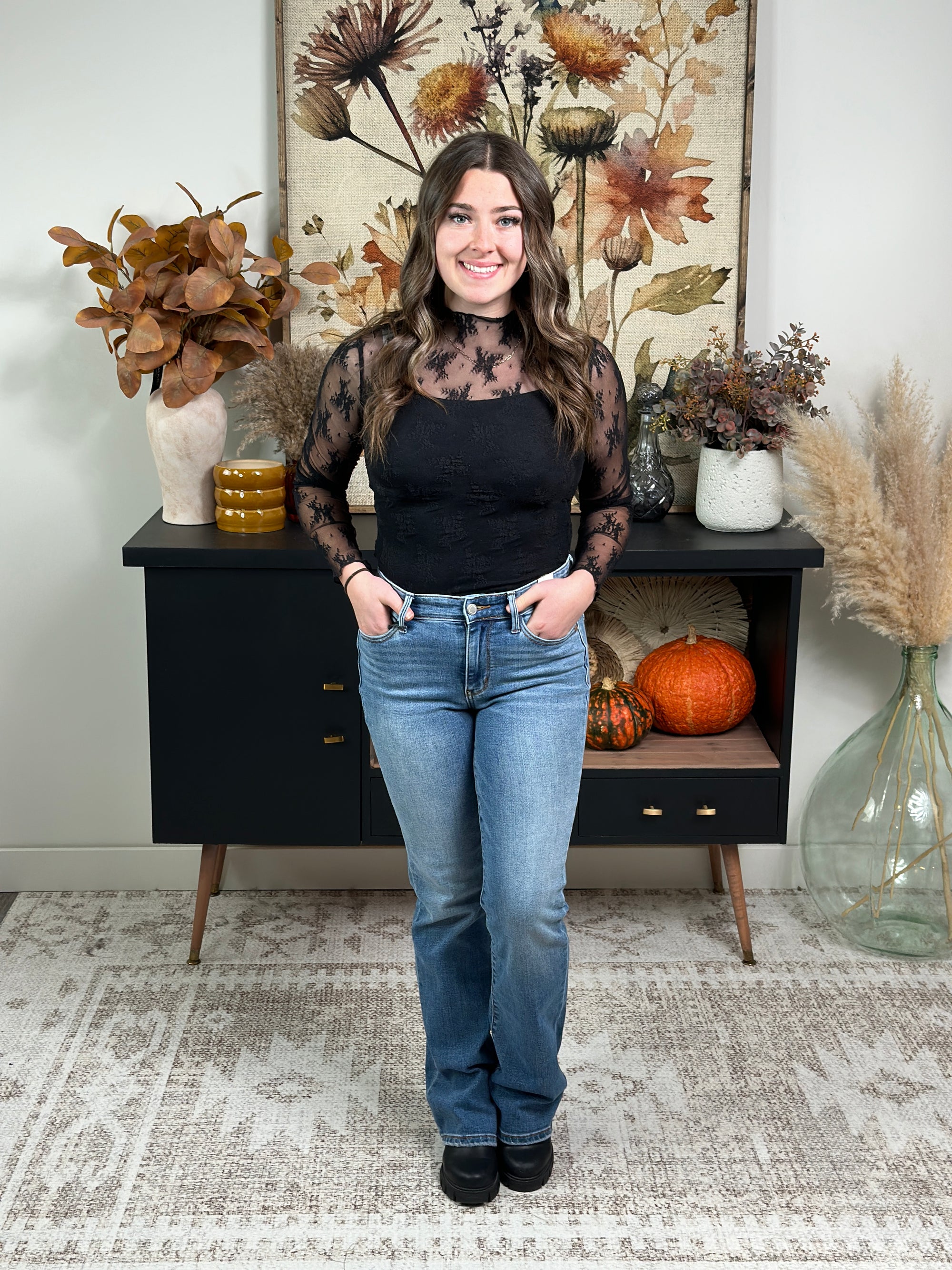 Moch Black Lace Top - (Small - 3X) - FINAL SALE