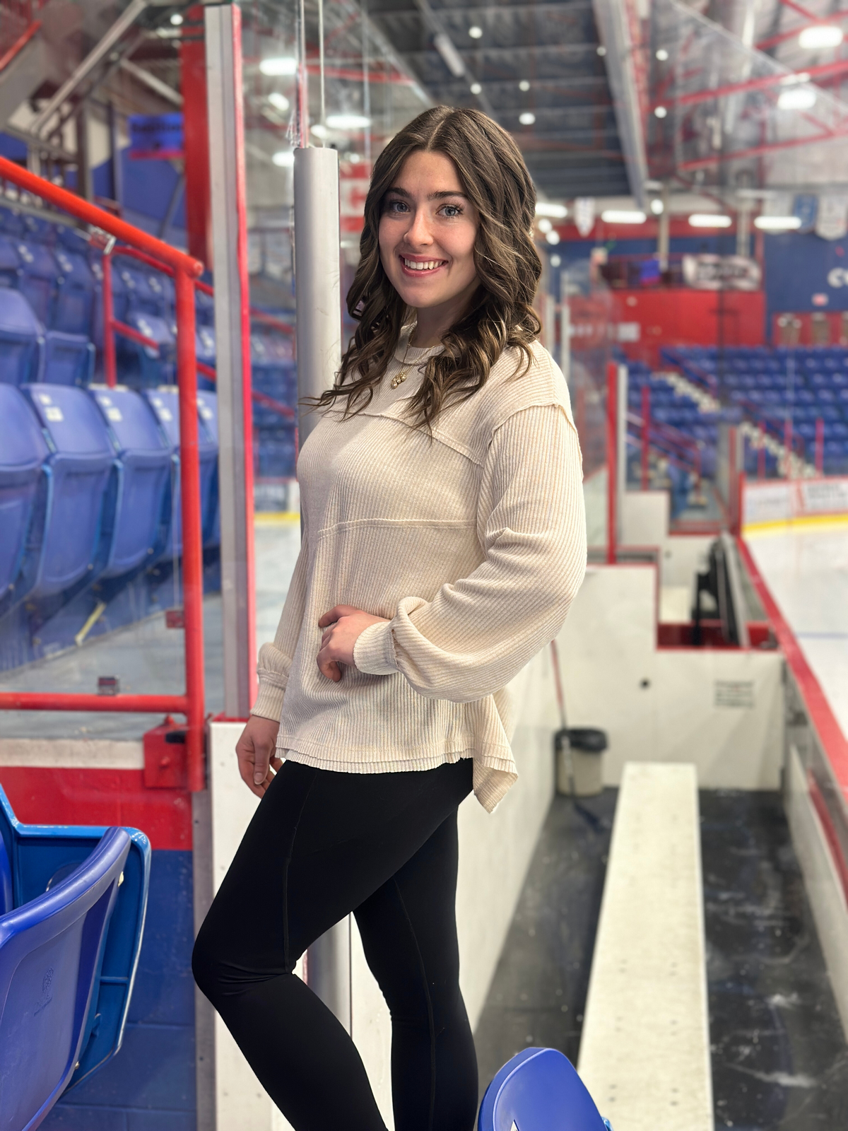 Ribbed Asymetrical Seam Long Sleeve Top - Ivory (Small - 3X) - FINAL SALE