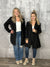 Leopard Lined Double Breasted Blazer - Black