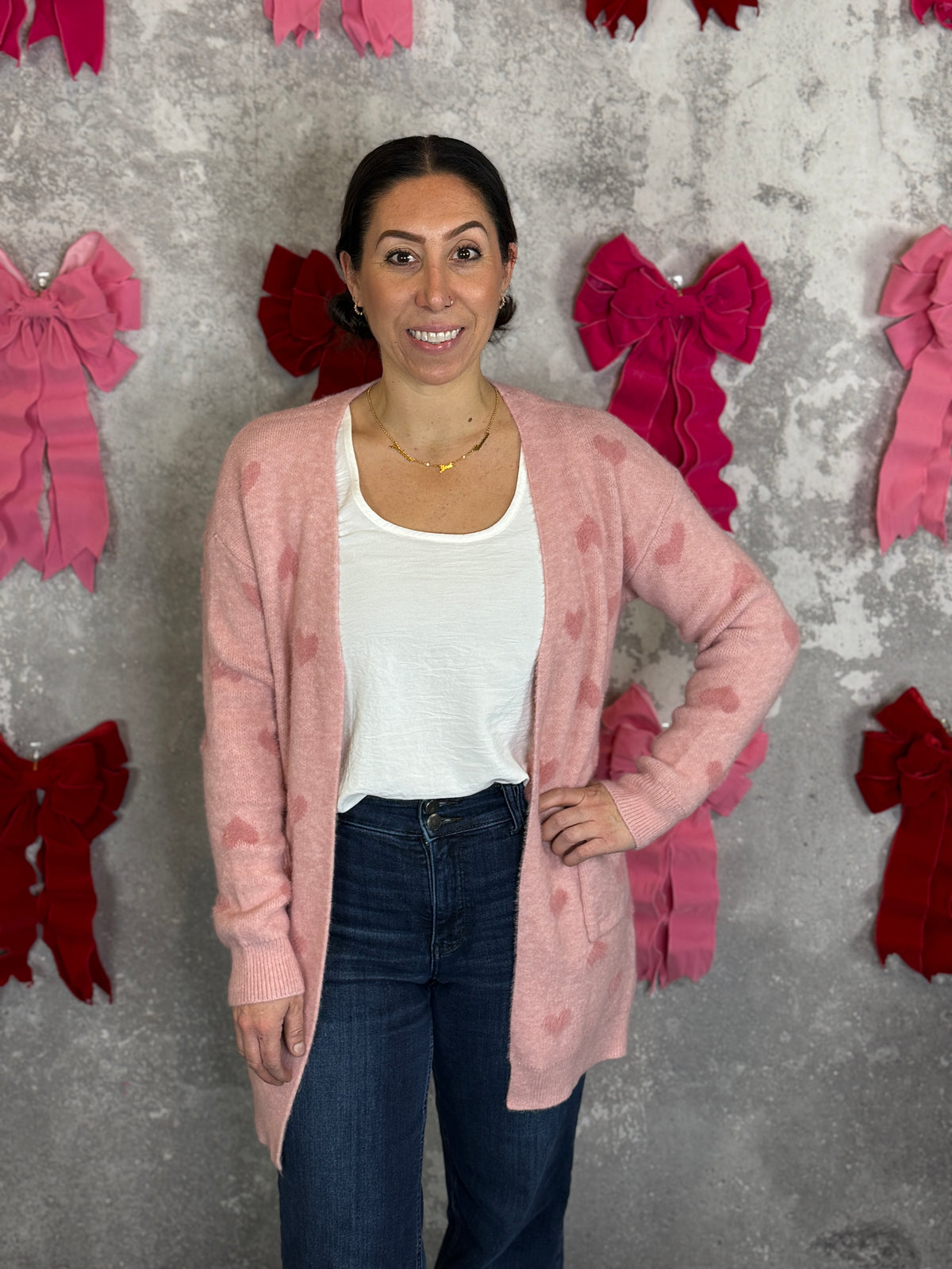 Pastel Heart Cardigan - Blush