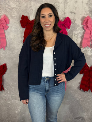 The Bailey Button Cardigan - Navy