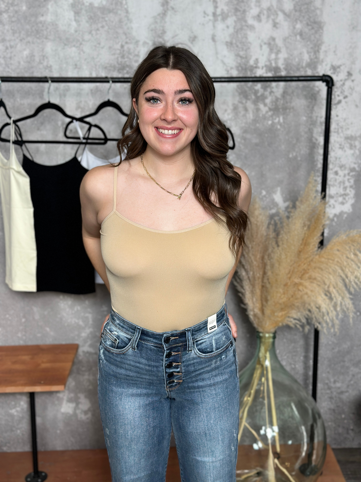 Spaghetti Strap Seamless Tank - Stone - Final Sale