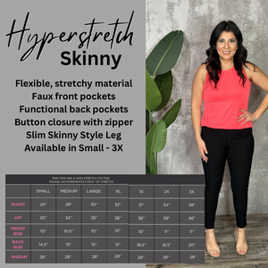 Hyperstretch Skinny Mid rise Pant - Black   (Small - 3X)