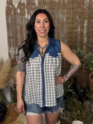 Denim Plaid Tank