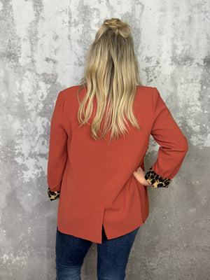 Leopard Lined Blazer - Rust