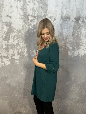 The Wrinkle Free Button Detail Cardigan - Evergreen (Small - 3X)