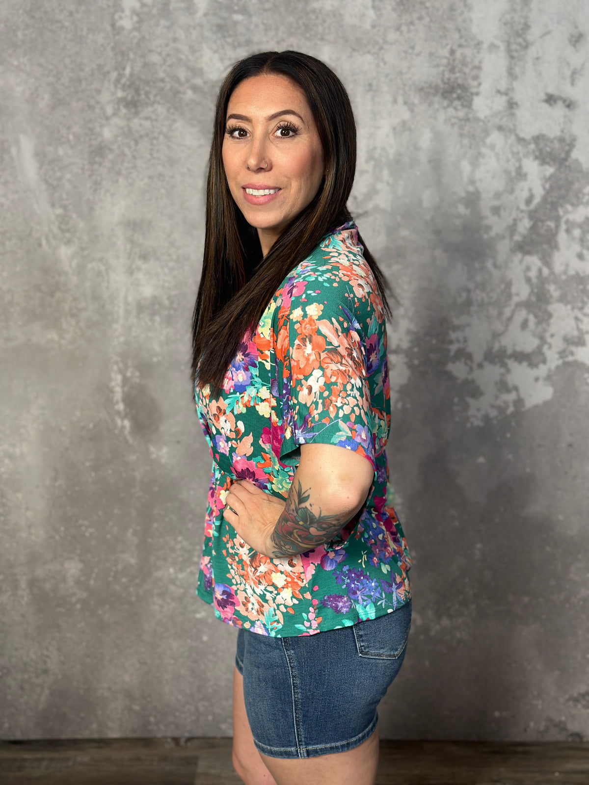 Jade Kimono Sleeve Floral Top - FINAL SALE