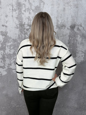 The Simple Stripe Sweater - Ivory/Black  (Small - 3X)