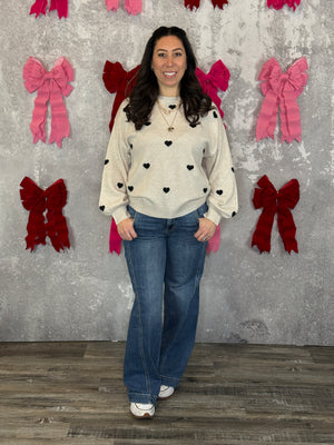Heart Crewneck Sweater - Cream