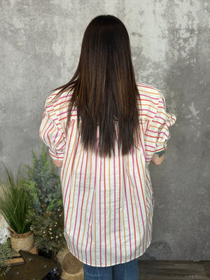 Pink Taupe Short Sleeve Button Up Top